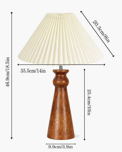 Homesake® Handcrafted Wooden Table Lamp with Fabric Shade for Bedroom, Elegant Scandinavian Style Bedside & Living room lamp, Study, Hotel & Reading lamp