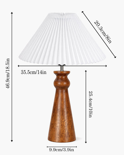 Homesake® Handcrafted Wooden Table Lamp with Fabric Shade for Bedroom, Elegant Scandinavian Style Bedside & Living room lamp, Study, Hotel & Reading lamp