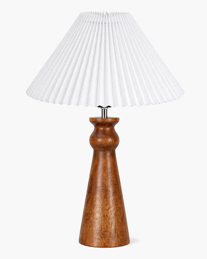 Homesake® Handcrafted Wooden Table Lamp with Fabric Shade for Bedroom, Elegant Scandinavian Style Bedside & Living room lamp, Study, Hotel & Reading lamp