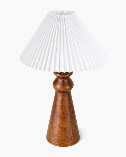 Homesake® Handcrafted Wooden Table Lamp with Fabric Shade for Bedroom, Elegant Scandinavian Style Bedside & Living room lamp, Study, Hotel & Reading lamp