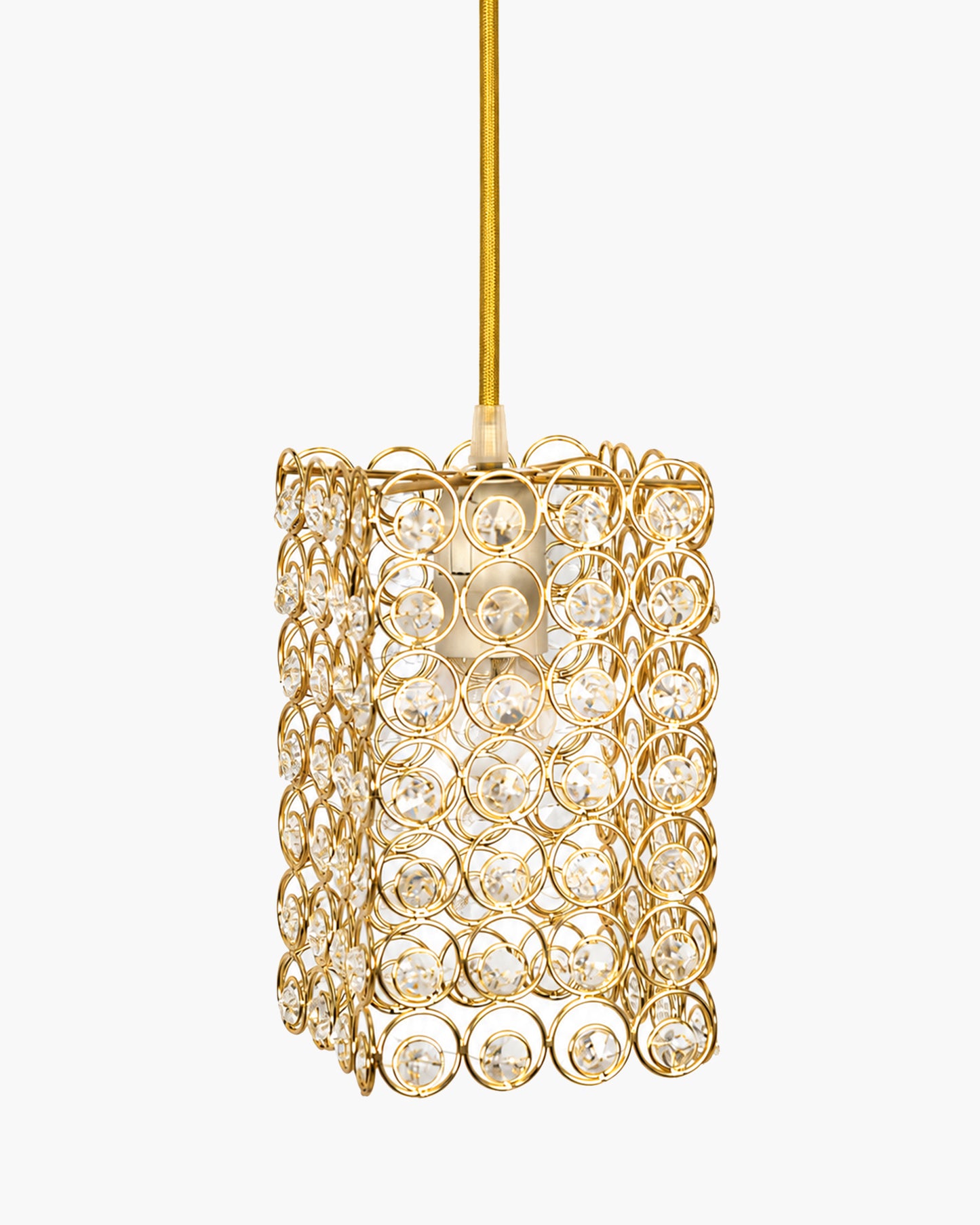 Homesake® Moroccan Crystal Hanging Pendant Light, Vintage Metal Jali Ceiling Lamp, Bulb Included for Living Room, Bedroom & Balcony, Warm Ceiling Light, Round