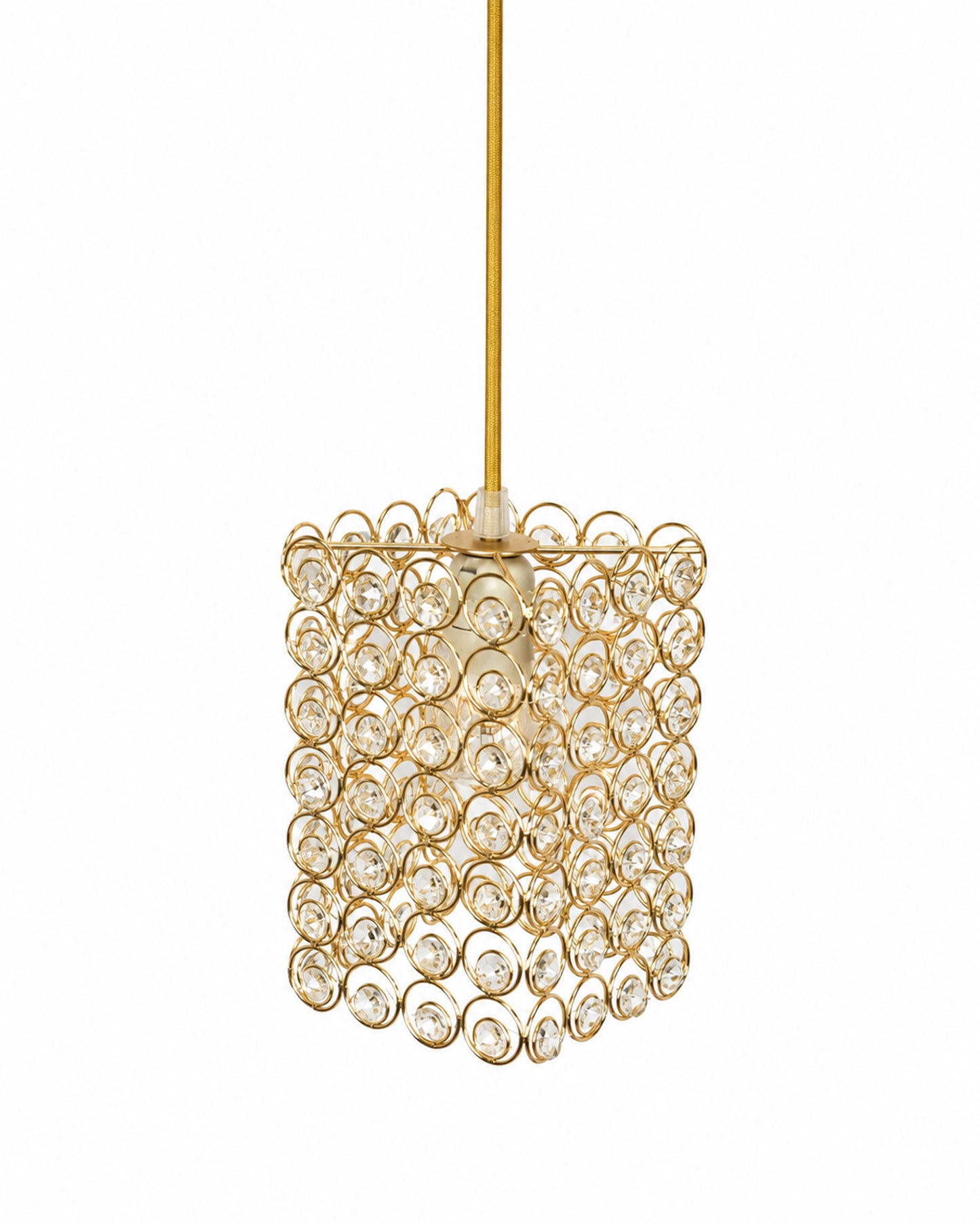 Homesake® Moroccan Crystal Hanging Pendant Light, Vintage Metal Jali Ceiling Lamp, Bulb Included for Living Room, Bedroom & Balcony, Warm Ceiling Light, Round