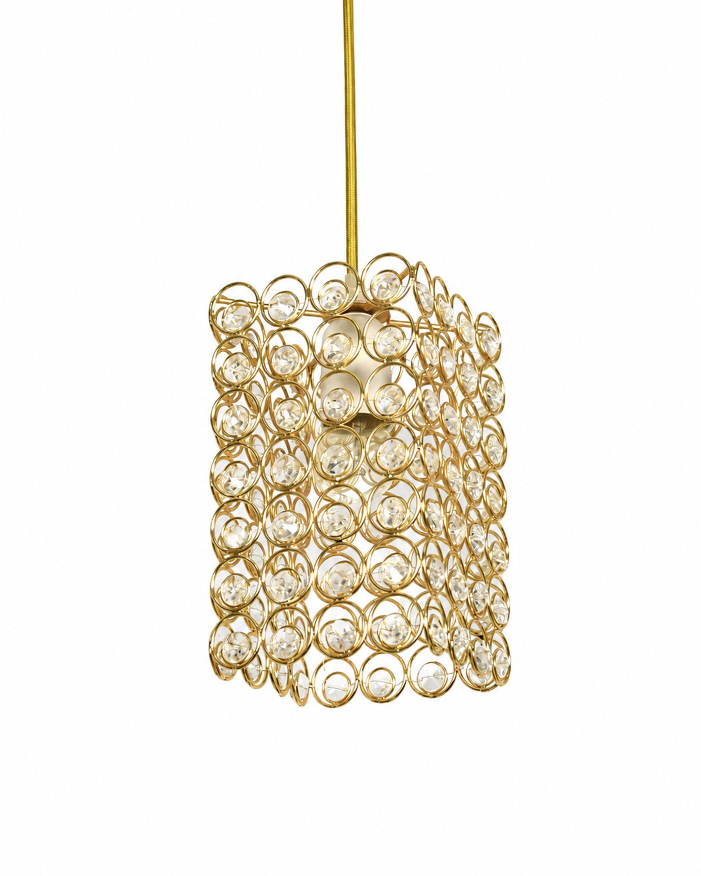 Homesake® Moroccan Crystal Hanging Pendant Light, Vintage Metal Jali Ceiling Lamp, Bulb Included for Living Room, Bedroom & Balcony, Warm Ceiling Light, Round