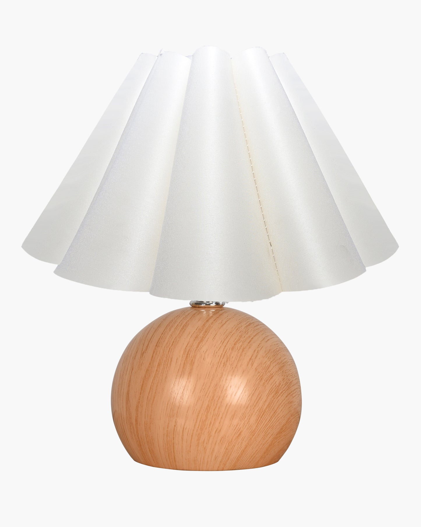 Homesake® Wood Grain Pattern Small Table Lamp, Desk Light, Bedroom Lamps for Nightstand, Scalloped Lamp Shade, Lamps for Small Spaces for Bedroom, Living Room, Round