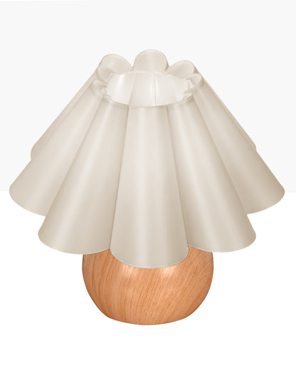 Homesake® Wood Grain Pattern Small Table Lamp, Desk Light, Bedroom Lamps for Nightstand, Scalloped Lamp Shade, Lamps for Small Spaces for Bedroom, Living Room, Round