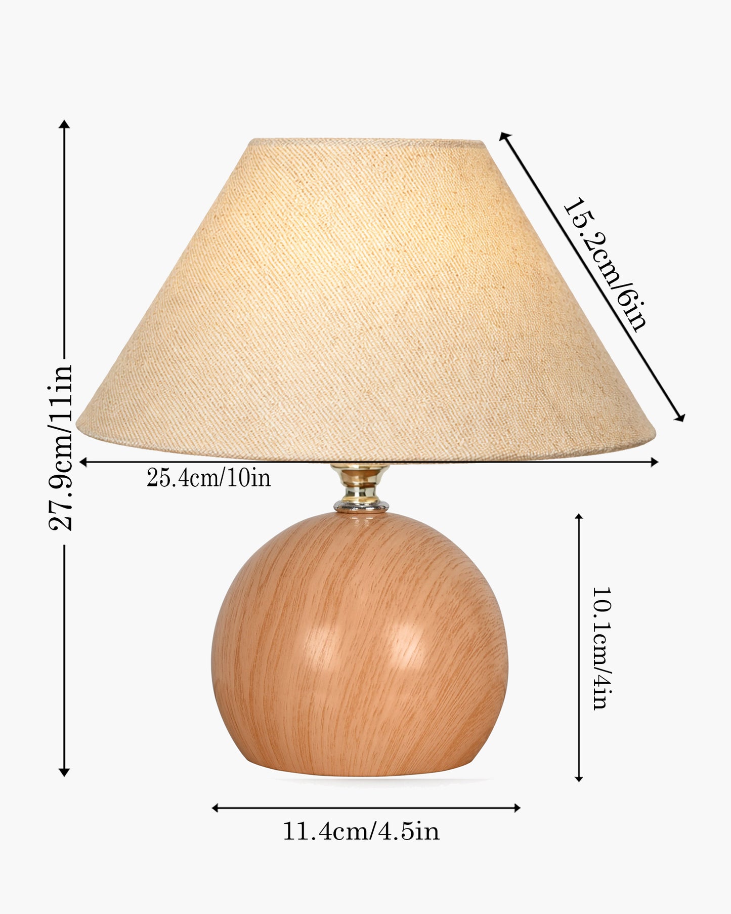 Homesake® Wood Grain Pattern Small Table Lamp, Desk Light, Bedroom Lamps for Nightstand, Scalloped Lamp Shade, Lamps for Small Spaces for Bedroom, Living Room, Round