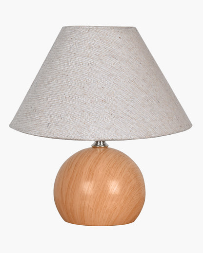 Homesake® Wood Grain Pattern Small Table Lamp, Desk Light, Bedroom Lamps for Nightstand, Scalloped Lamp Shade, Lamps for Small Spaces for Bedroom, Living Room, Round