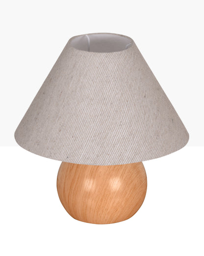 Homesake® Wood Grain Pattern Small Table Lamp, Desk Light, Bedroom Lamps for Nightstand, Scalloped Lamp Shade, Lamps for Small Spaces for Bedroom, Living Room, Round