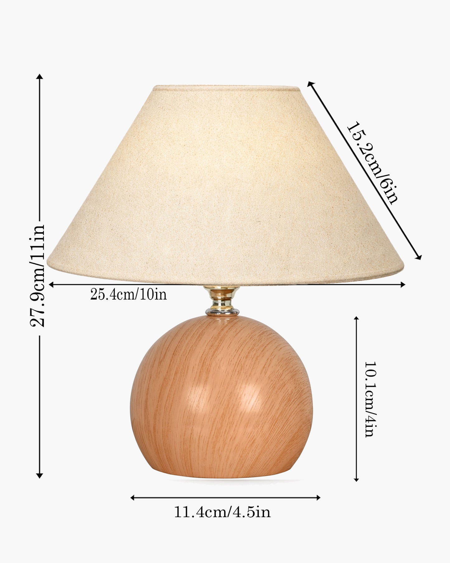 Homesake® Wood Grain Pattern Small Table Lamp, Desk Light, Bedroom Lamps for Nightstand, Scalloped Lamp Shade, Lamps for Small Spaces for Bedroom, Living Room, Round