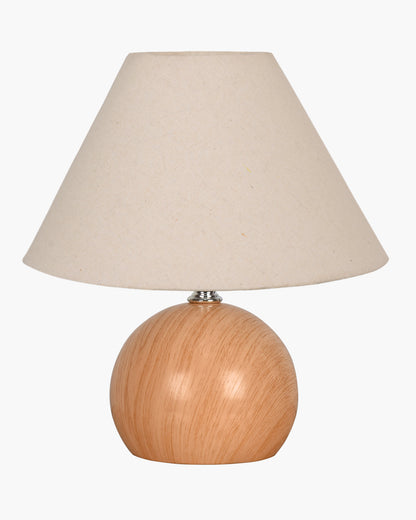 Homesake® Wood Grain Pattern Small Table Lamp, Desk Light, Bedroom Lamps for Nightstand, Scalloped Lamp Shade, Lamps for Small Spaces for Bedroom, Living Room, Round