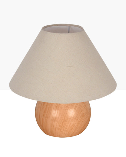 Homesake® Wood Grain Pattern Small Table Lamp, Desk Light, Bedroom Lamps for Nightstand, Scalloped Lamp Shade, Lamps for Small Spaces for Bedroom, Living Room, Round