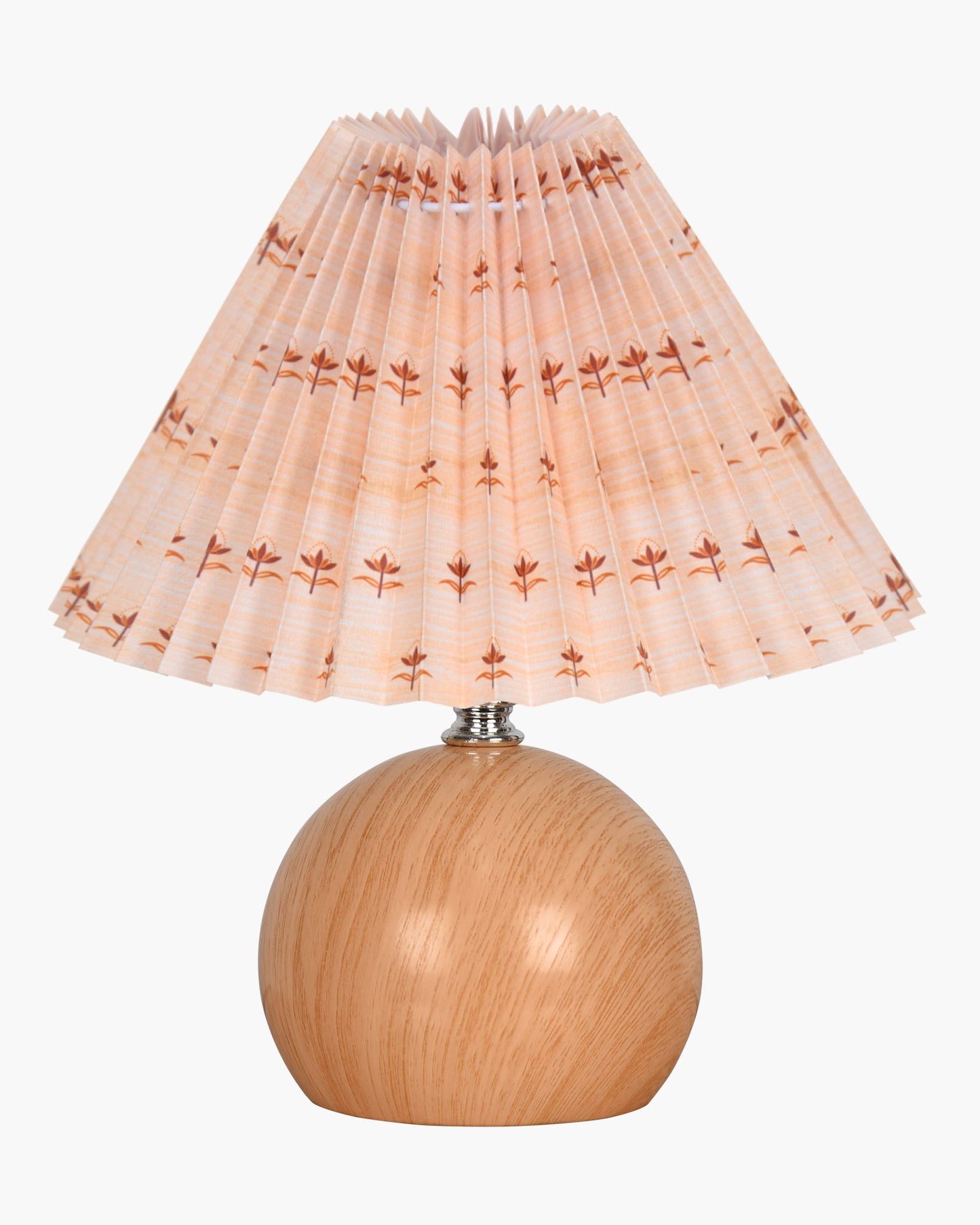 Homesake® Wood Grain Pattern Small Table Lamp, Desk Light, Bedroom Lamps for Nightstand, Scalloped Lamp Shade, Lamps for Small Spaces for Bedroom, Living Room, Round