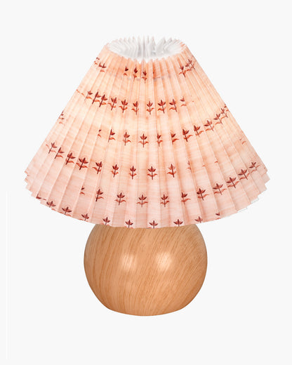 Homesake® Wood Grain Pattern Small Table Lamp, Desk Light, Bedroom Lamps for Nightstand, Scalloped Lamp Shade, Lamps for Small Spaces for Bedroom, Living Room, Round