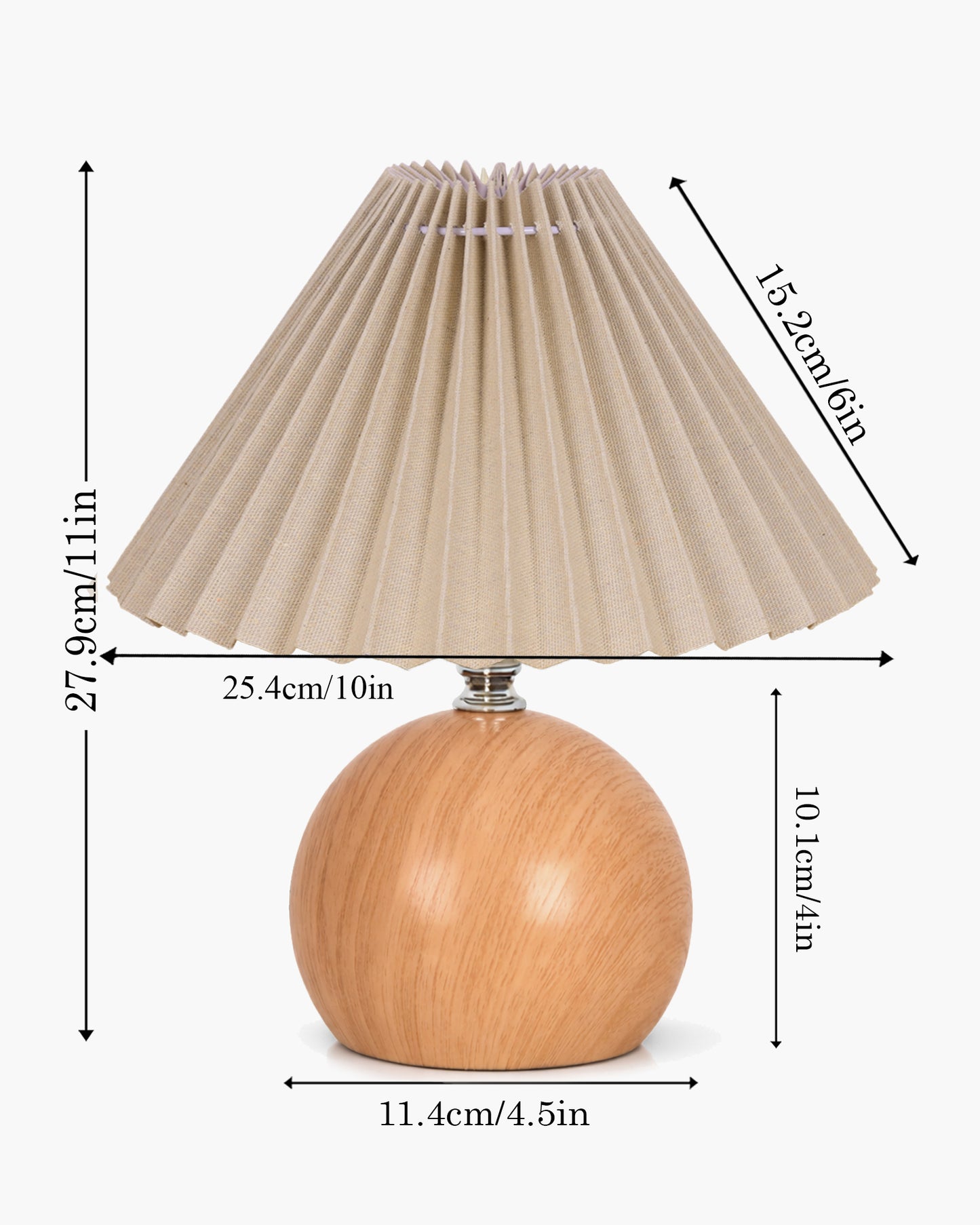 Homesake® Wood Grain Pattern Small Table Lamp, Desk Light, Bedroom Lamps for Nightstand, Scalloped Lamp Shade, Lamps for Small Spaces for Bedroom, Living Room, Round