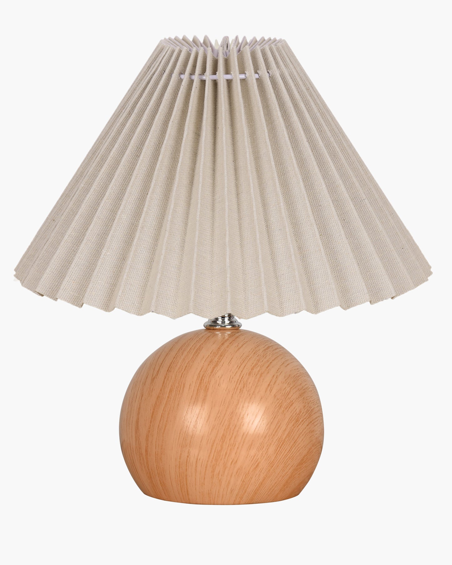 Homesake® Wood Grain Pattern Small Table Lamp, Desk Light, Bedroom Lamps for Nightstand, Scalloped Lamp Shade, Lamps for Small Spaces for Bedroom, Living Room, Round