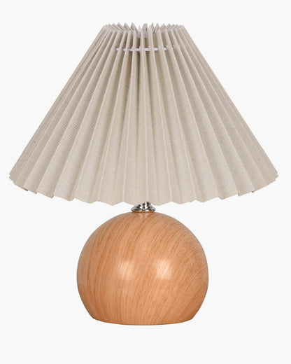 Homesake® Wood Grain Pattern Small Table Lamp, Desk Light, Bedroom Lamps for Nightstand, Scalloped Lamp Shade, Lamps for Small Spaces for Bedroom, Living Room, Round