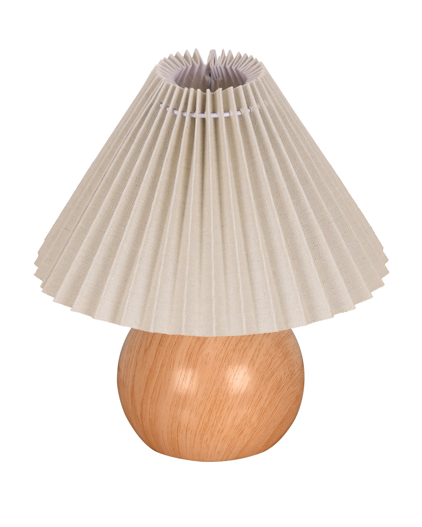 Homesake® Wood Grain Pattern Small Table Lamp, Desk Light, Bedroom Lamps for Nightstand, Scalloped Lamp Shade, Lamps for Small Spaces for Bedroom, Living Room, Round