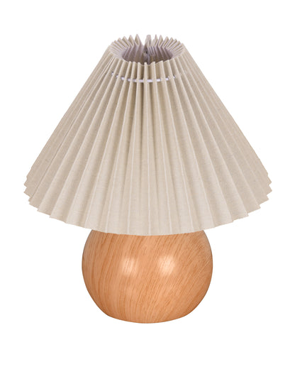 Homesake® Wood Grain Pattern Small Table Lamp, Desk Light, Bedroom Lamps for Nightstand, Scalloped Lamp Shade, Lamps for Small Spaces for Bedroom, Living Room, Round