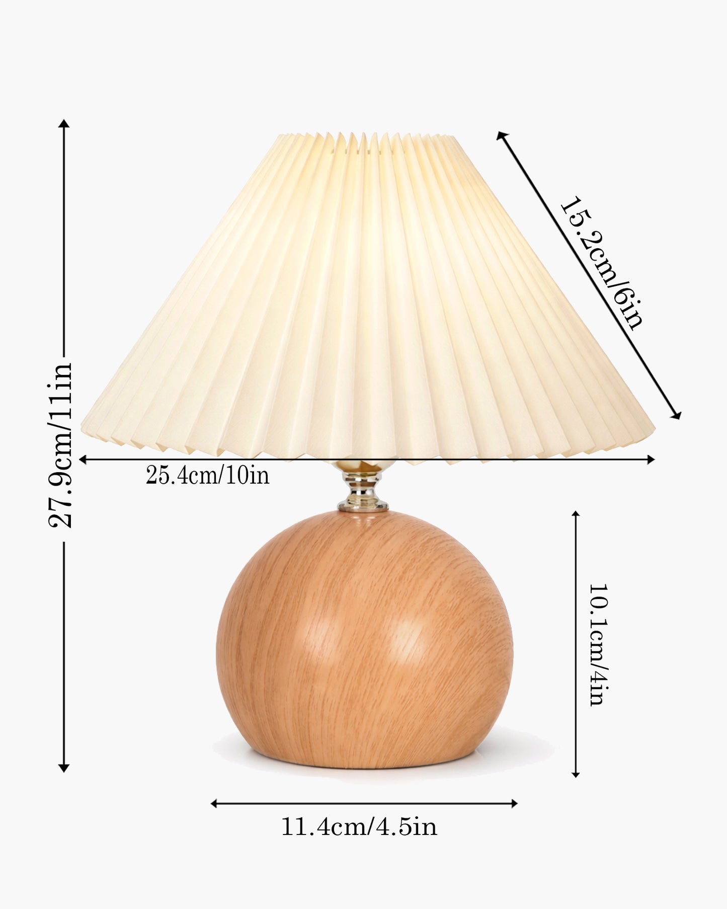 Homesake® Wood Grain Pattern Small Table Lamp, Desk Light, Bedroom Lamps for Nightstand, Scalloped Lamp Shade, Lamps for Small Spaces for Bedroom, Living Room, Round