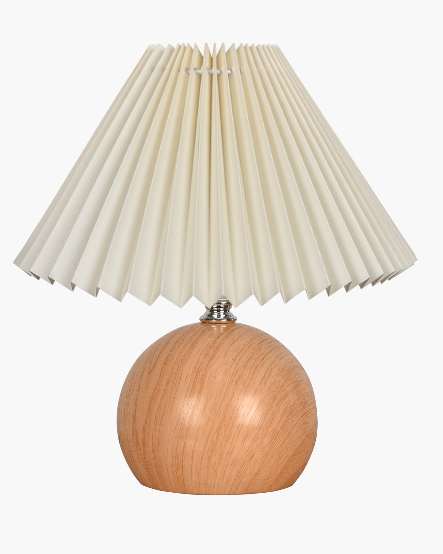 Homesake® Wood Grain Pattern Small Table Lamp, Desk Light, Bedroom Lamps for Nightstand, Scalloped Lamp Shade, Lamps for Small Spaces for Bedroom, Living Room, Round