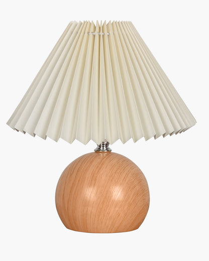 Homesake® Wood Grain Pattern Small Table Lamp, Desk Light, Bedroom Lamps for Nightstand, Scalloped Lamp Shade, Lamps for Small Spaces for Bedroom, Living Room, Round