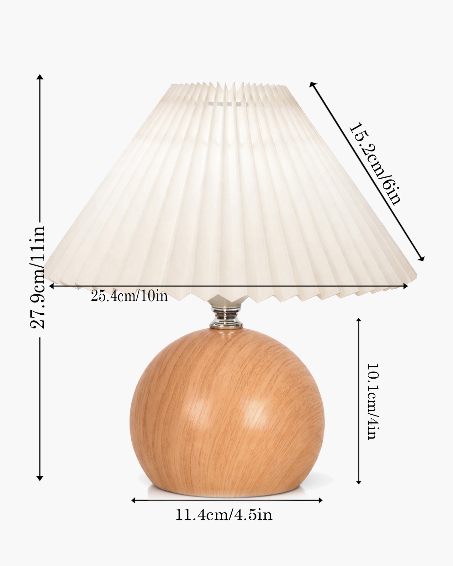 Homesake® Wood Grain Pattern Small Table Lamp, Desk Light, Bedroom Lamps for Nightstand, Scalloped Lamp Shade, Lamps for Small Spaces for Bedroom, Living Room, Round