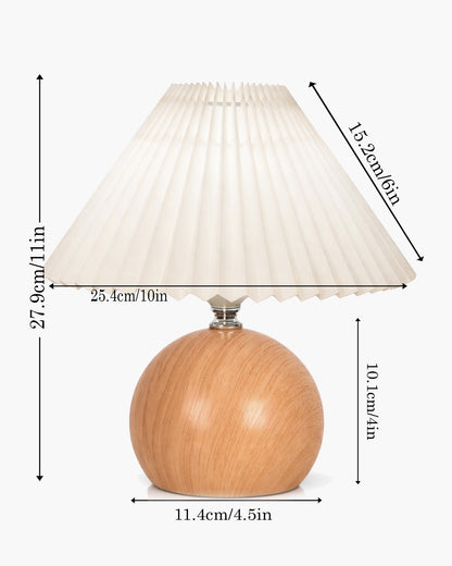 Homesake® Wood Grain Pattern Small Table Lamp, Desk Light, Bedroom Lamps for Nightstand, Scalloped Lamp Shade, Lamps for Small Spaces for Bedroom, Living Room, Round