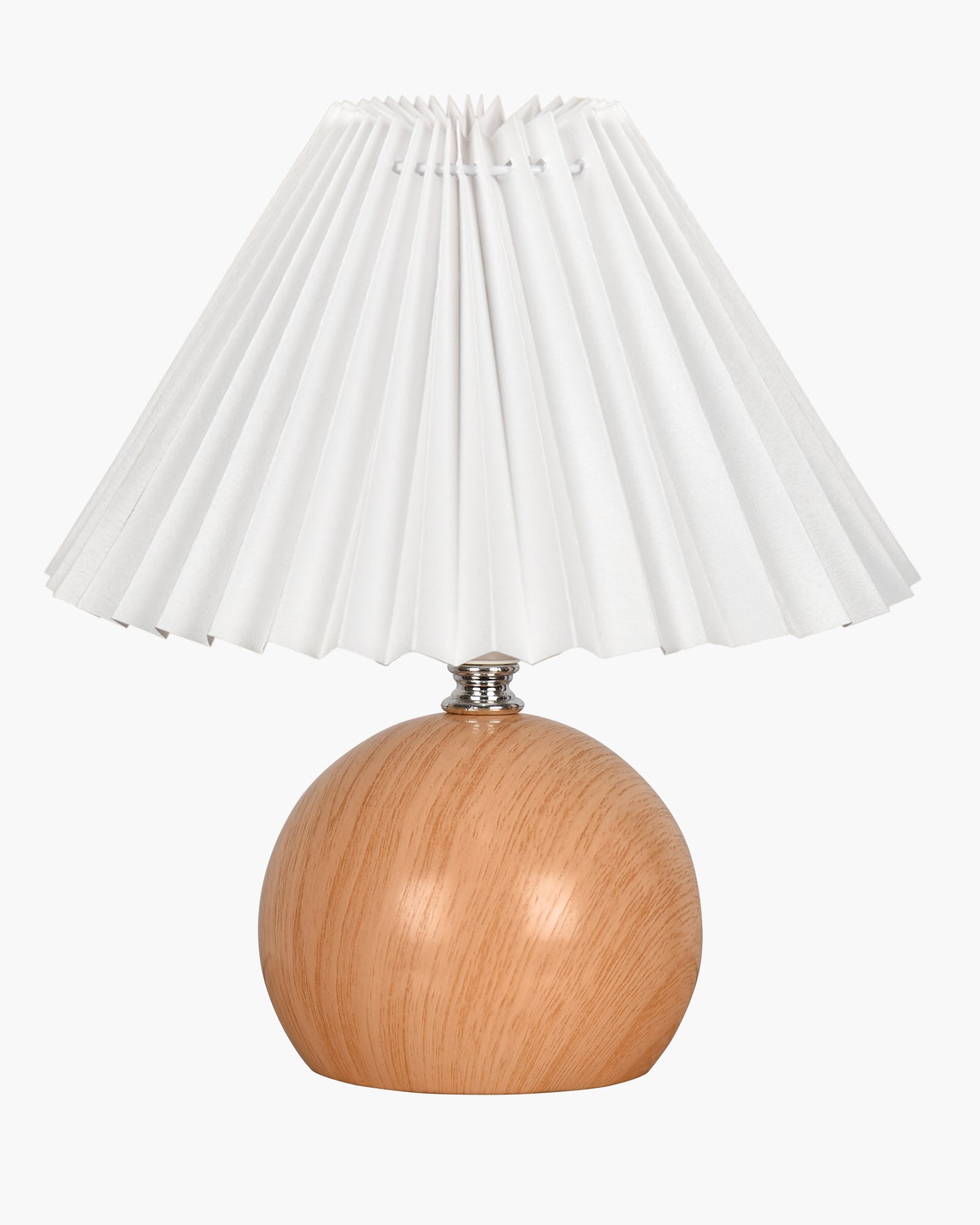 Homesake® Wood Grain Pattern Small Table Lamp, Desk Light, Bedroom Lamps for Nightstand, Scalloped Lamp Shade, Lamps for Small Spaces for Bedroom, Living Room, Round