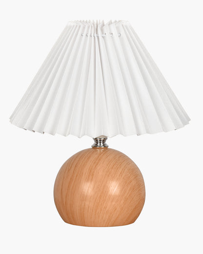 Homesake® Wood Grain Pattern Small Table Lamp, Desk Light, Bedroom Lamps for Nightstand, Scalloped Lamp Shade, Lamps for Small Spaces for Bedroom, Living Room, Round