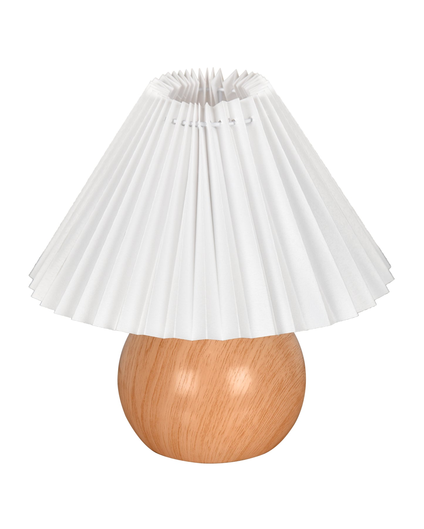 Homesake® Wood Grain Pattern Small Table Lamp, Desk Light, Bedroom Lamps for Nightstand, Scalloped Lamp Shade, Lamps for Small Spaces for Bedroom, Living Room, Round