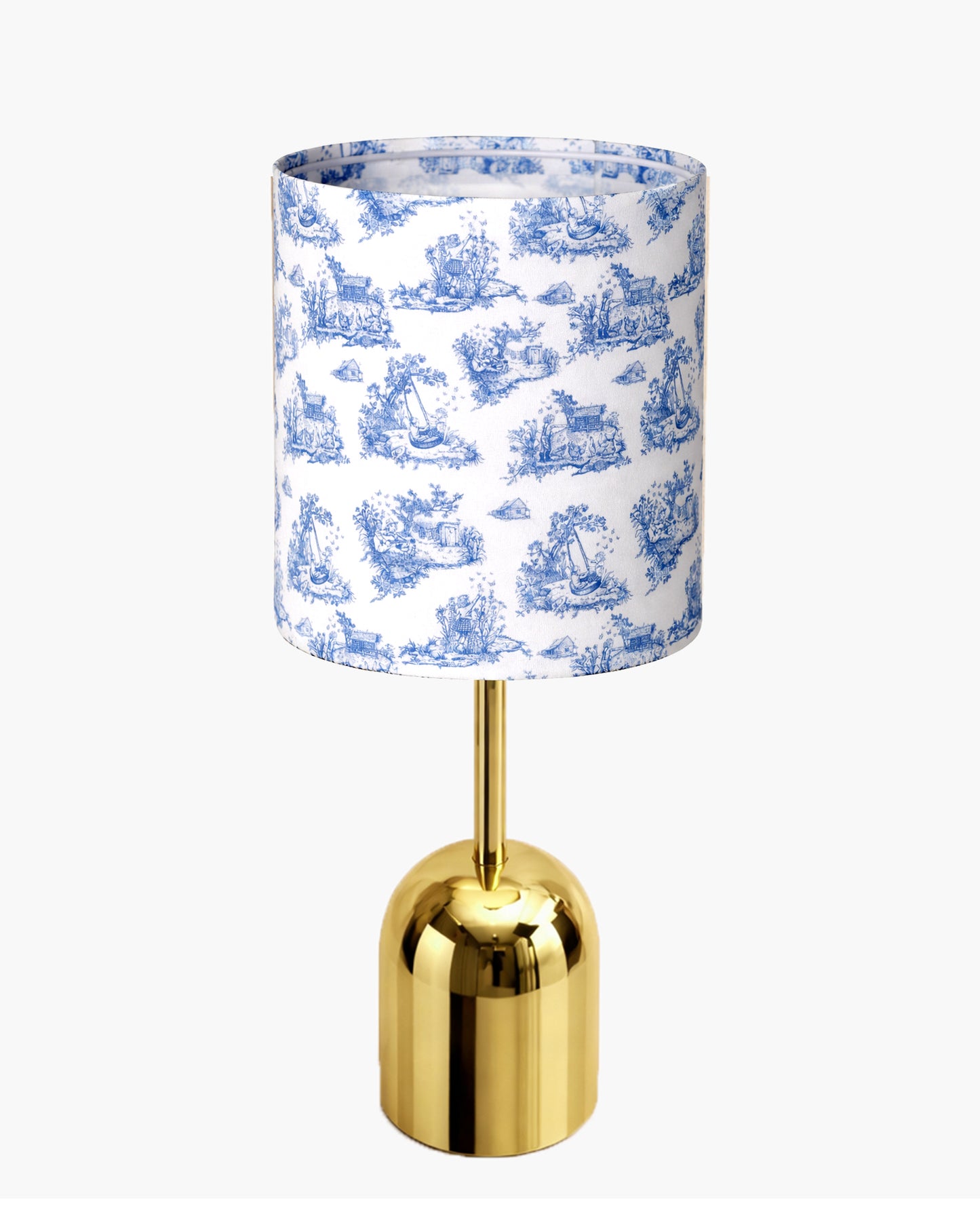 Luxe Dome Gold Table Lamp with Linen Fabric Drum Shade, Modern Decorative Bedside Lamp for Bedroom & Study Table, Living Room & Side Table, Jute Cylinde
