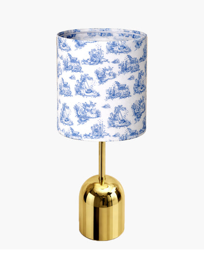 Luxe Dome Gold Table Lamp with Linen Fabric Drum Shade, Modern Decorative Bedside Lamp for Bedroom & Study Table, Living Room & Side Table, Jute Cylinde