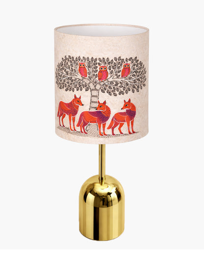 Luxe Dome Gold Table Lamp with Linen Fabric Drum Shade, Modern Decorative Bedside Lamp for Bedroom & Study Table, Living Room & Side Table, Jute Cylinde