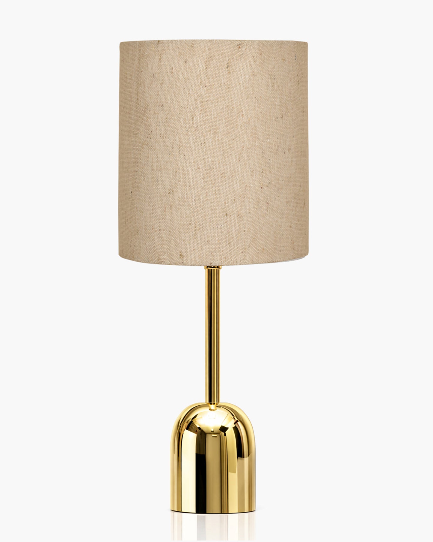 Luxe Dome Gold Table Lamp with Linen Fabric Drum Shade, Modern Decorative Bedside Lamp for Bedroom & Study Table, Living Room & Side Table, Jute Cylinde