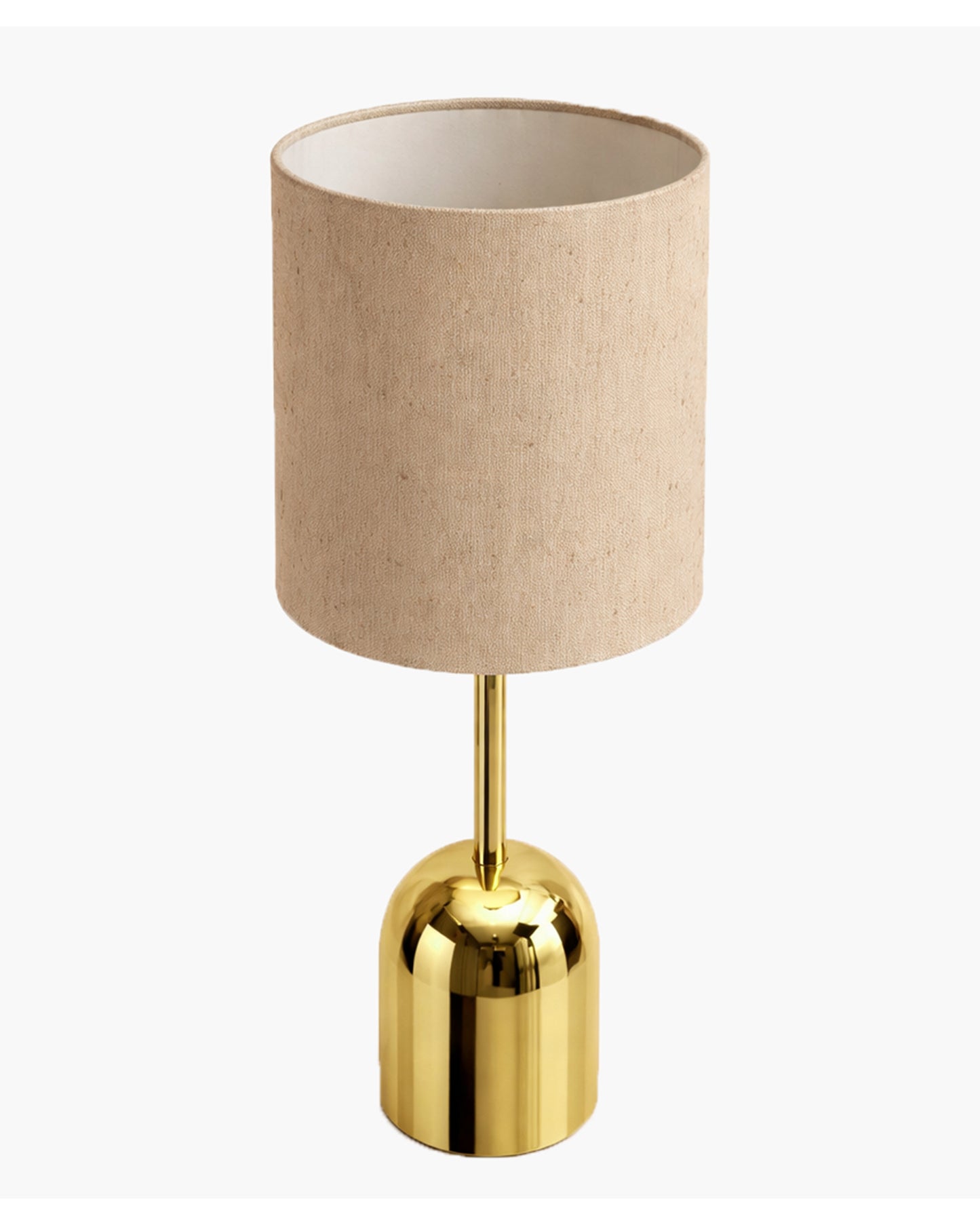 Luxe Dome Gold Table Lamp with Linen Fabric Drum Shade, Modern Decorative Bedside Lamp for Bedroom & Study Table, Living Room & Side Table, Jute Cylinde