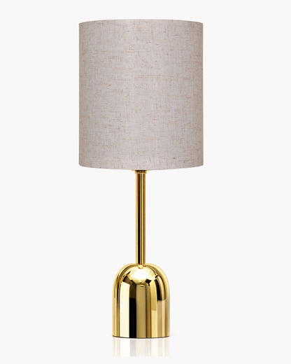 Luxe Dome Gold Table Lamp with Linen Fabric Drum Shade, Modern Decorative Bedside Lamp for Bedroom & Study Table, Living Room & Side Table, Jute Cylinde