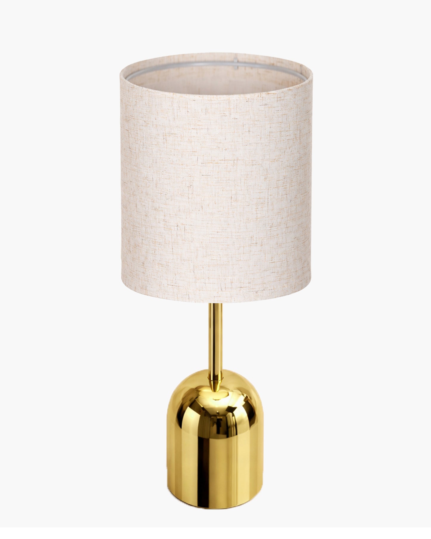 Luxe Dome Gold Table Lamp with Linen Fabric Drum Shade, Modern Decorative Bedside Lamp for Bedroom & Study Table, Living Room & Side Table, Jute Cylinde