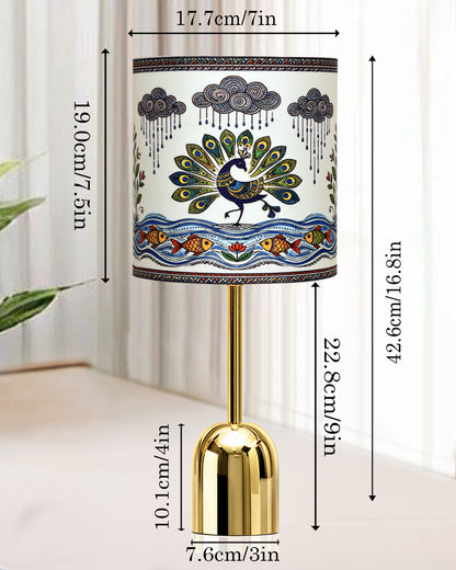 Luxe Dome Gold Table Lamp with Linen Fabric Drum Shade, Modern Decorative Bedside Lamp for Bedroom & Study Table, Living Room & Side Table, Jute Cylinde