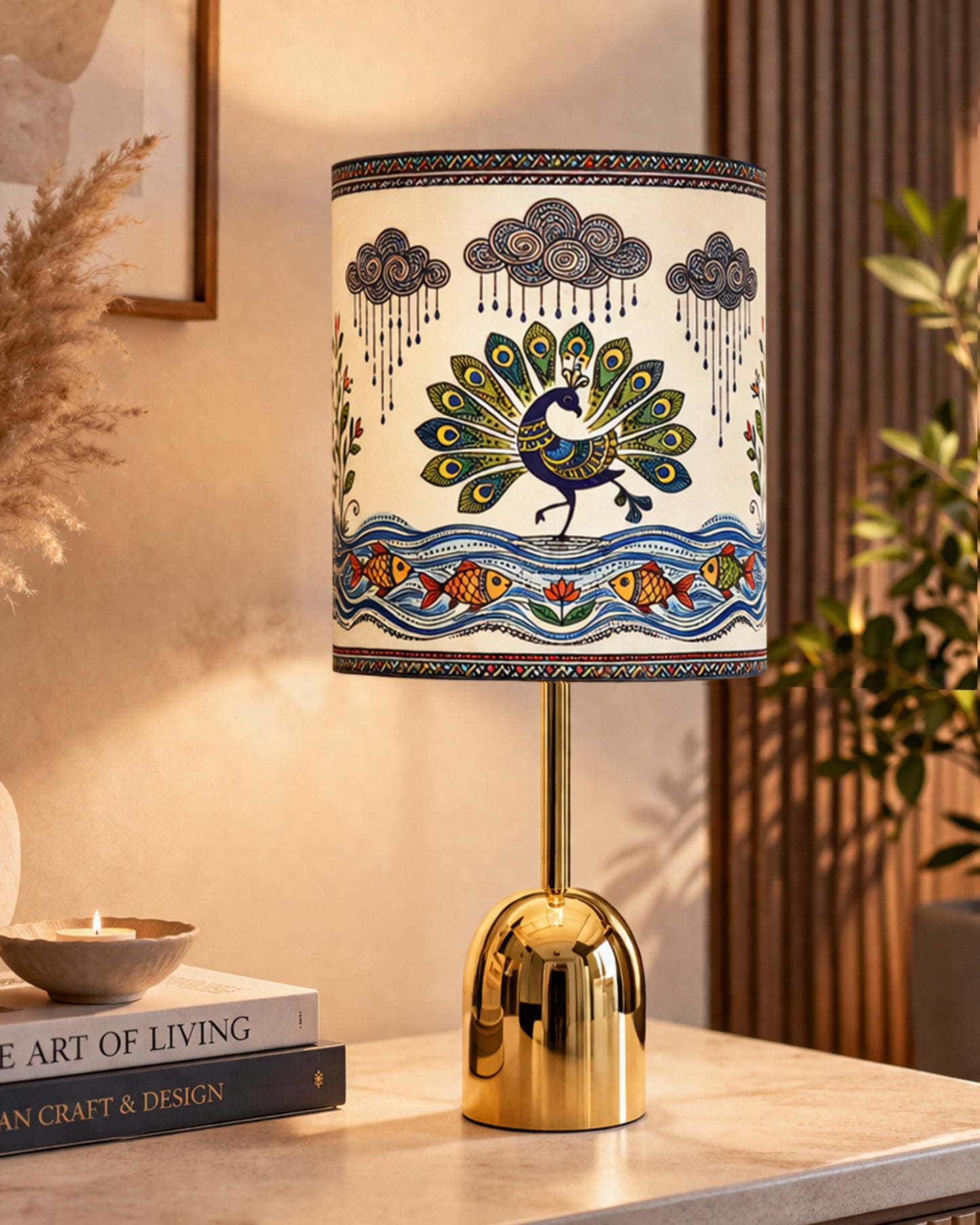 Luxe Dome Gold Table Lamp with Linen Fabric Drum Shade, Modern Decorative Bedside Lamp for Bedroom & Study Table, Living Room & Side Table, Jute Cylinde