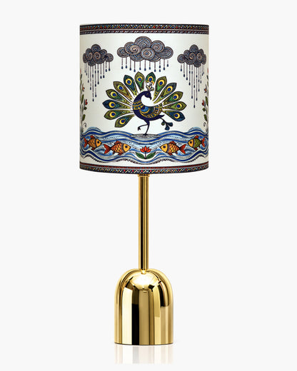 Luxe Dome Gold Table Lamp with Linen Fabric Drum Shade, Modern Decorative Bedside Lamp for Bedroom & Study Table, Living Room & Side Table, Jute Cylinde