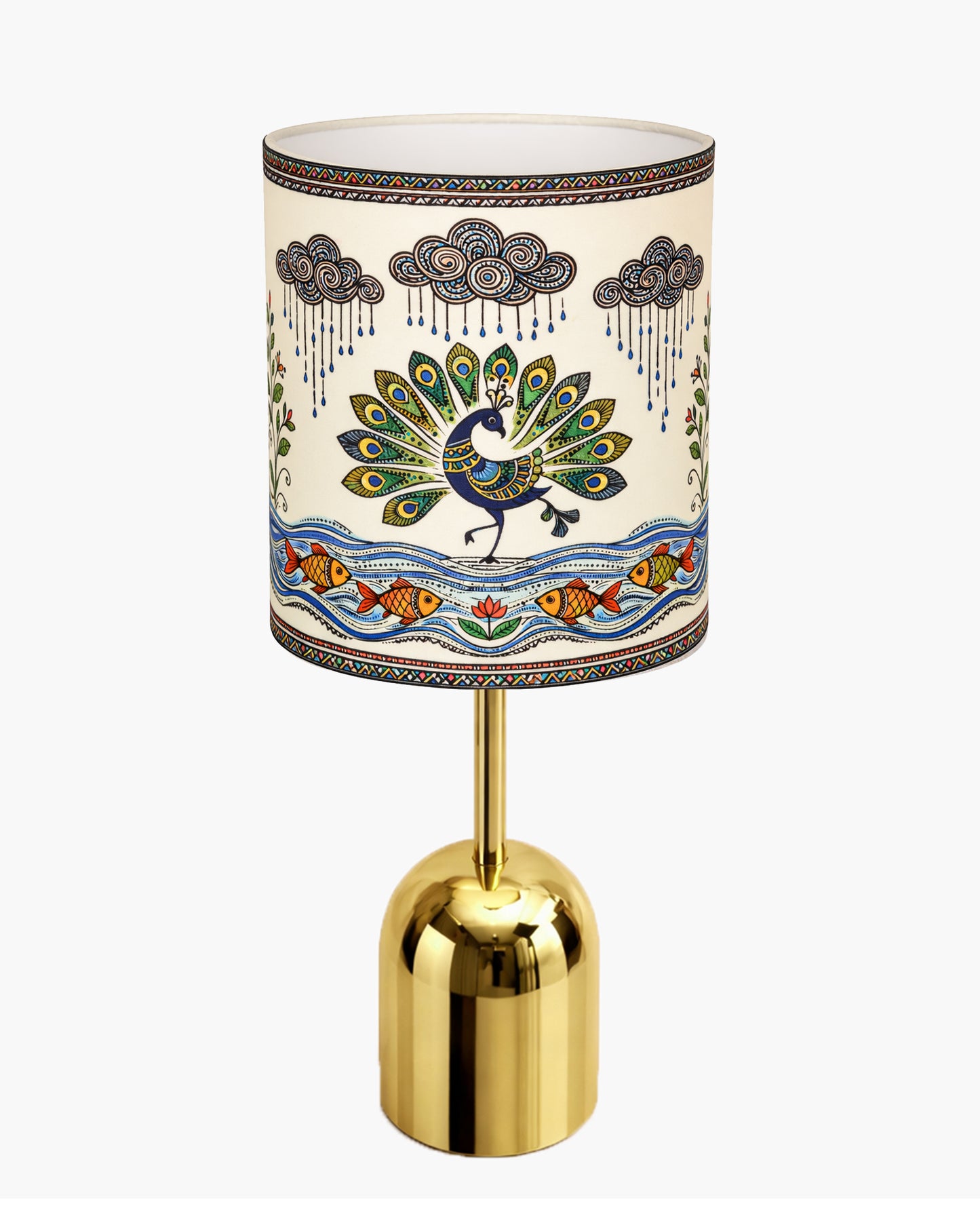 Luxe Dome Gold Table Lamp with Linen Fabric Drum Shade, Modern Decorative Bedside Lamp for Bedroom & Study Table, Living Room & Side Table, Jute Cylinde