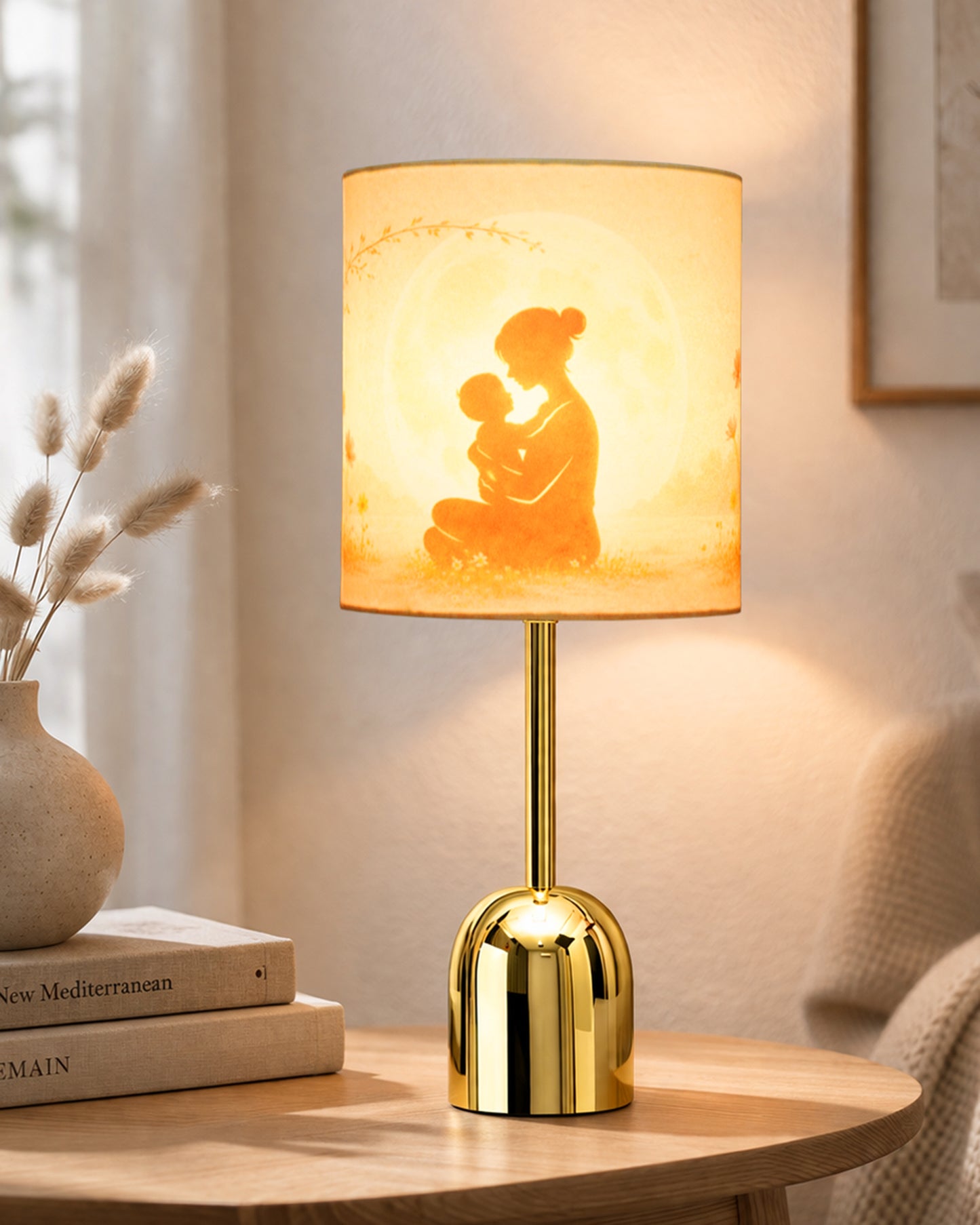 Luxe Dome Gold Table Lamp with Linen Fabric Drum Shade, Modern Decorative Bedside Lamp for Bedroom & Study Table, Living Room & Side Table, Jute Cylinde