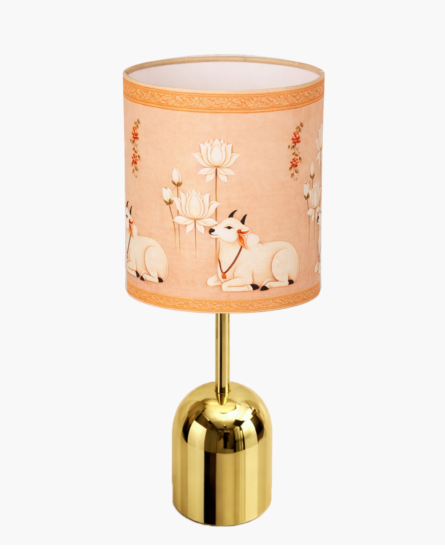 Luxe Dome Gold Table Lamp with Linen Fabric Drum Shade, Modern Decorative Bedside Lamp for Bedroom & Study Table, Living Room & Side Table, Jute Cylinde