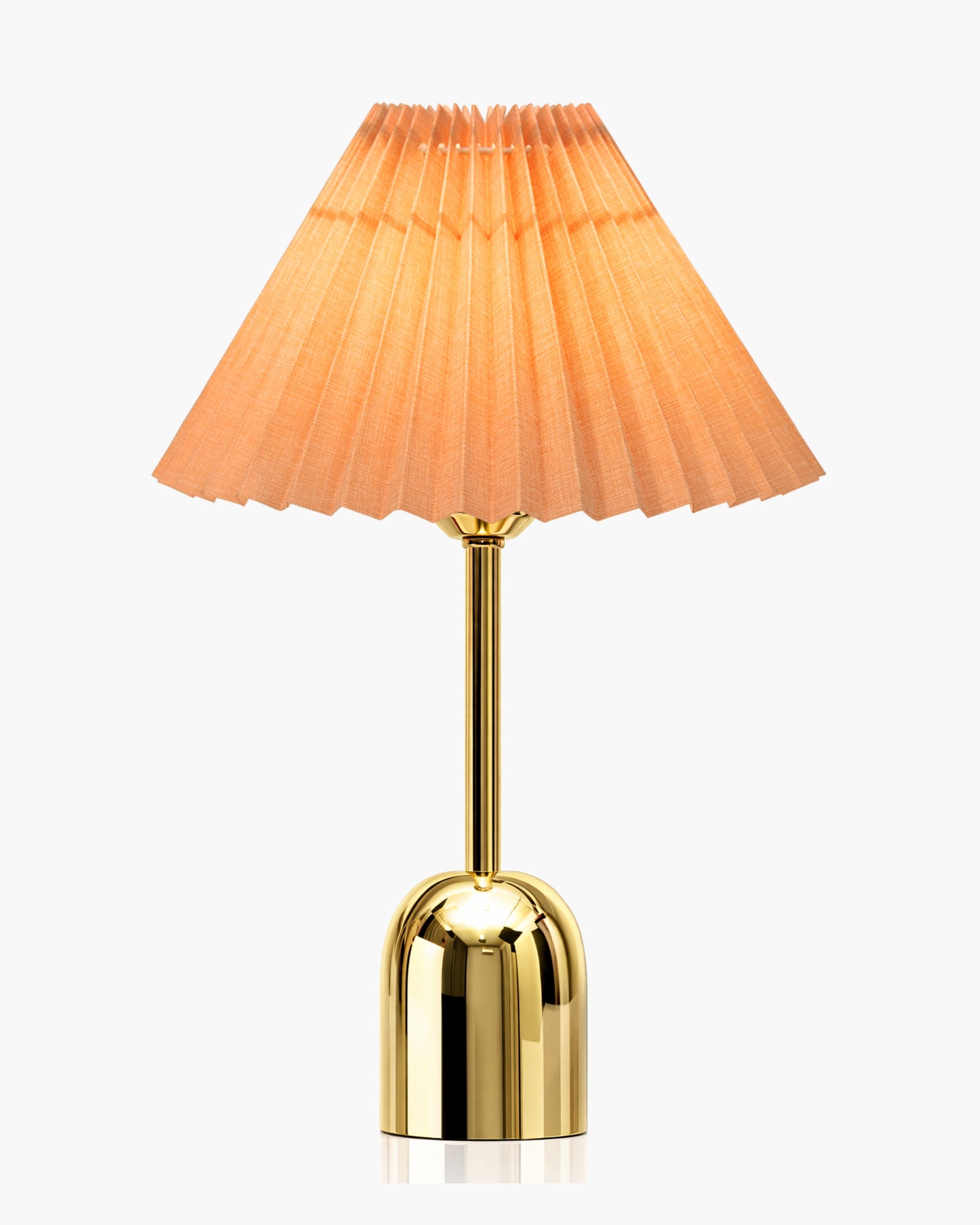 Luxe Dome Gold Table Lamp with Linen Fabric Drum Shade, Modern Decorative Bedside Lamp for Bedroom & Study Table, Living Room & Side Table, Pleated Shade