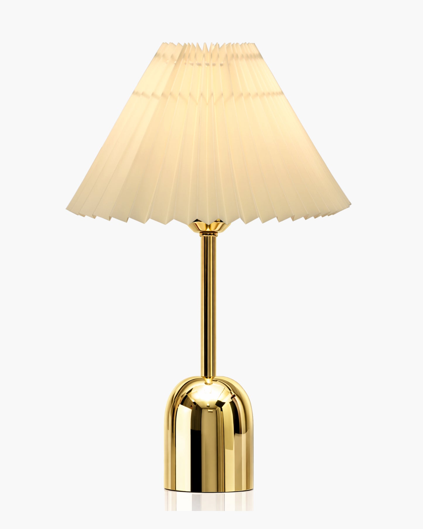 Luxe Dome Gold Table Lamp with Linen Fabric Drum Shade, Modern Decorative Bedside Lamp for Bedroom & Study Table, Living Room & Side Table, Pleated Shade