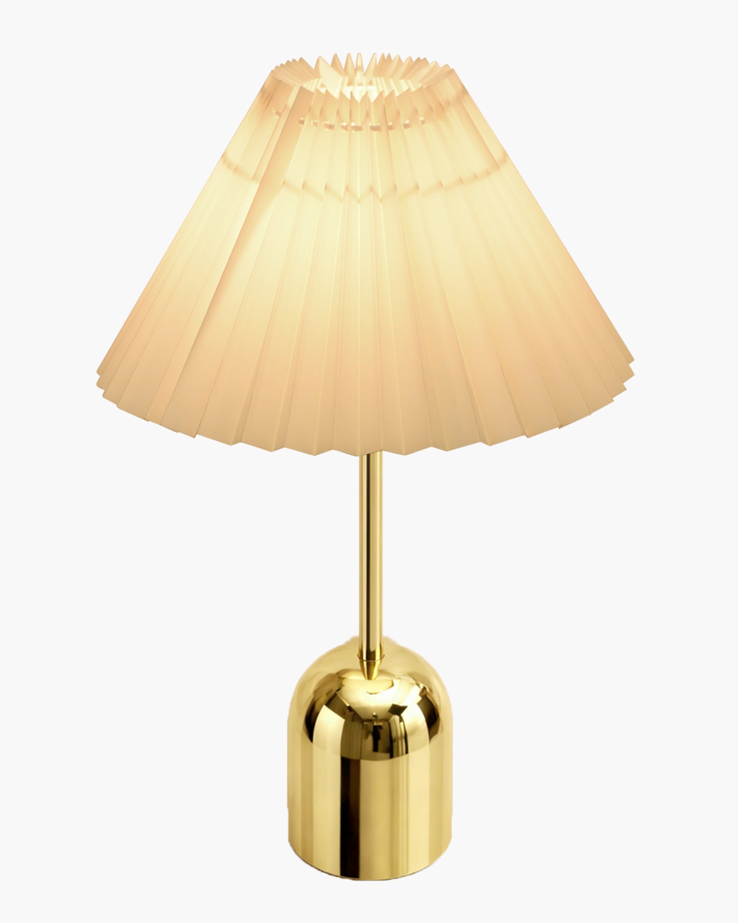 Luxe Dome Gold Table Lamp with Linen Fabric Drum Shade, Modern Decorative Bedside Lamp for Bedroom & Study Table, Living Room & Side Table, Pleated Shade