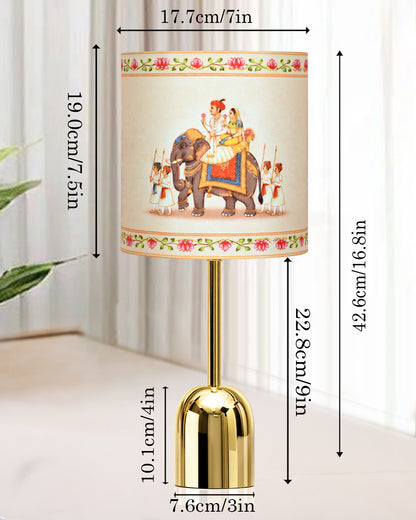 Luxe Dome Gold Table Lamp with Linen Fabric Drum Shade, Modern Decorative Bedside Lamp for Bedroom & Study Table, Living Room & Side Table, Jute Cylinde