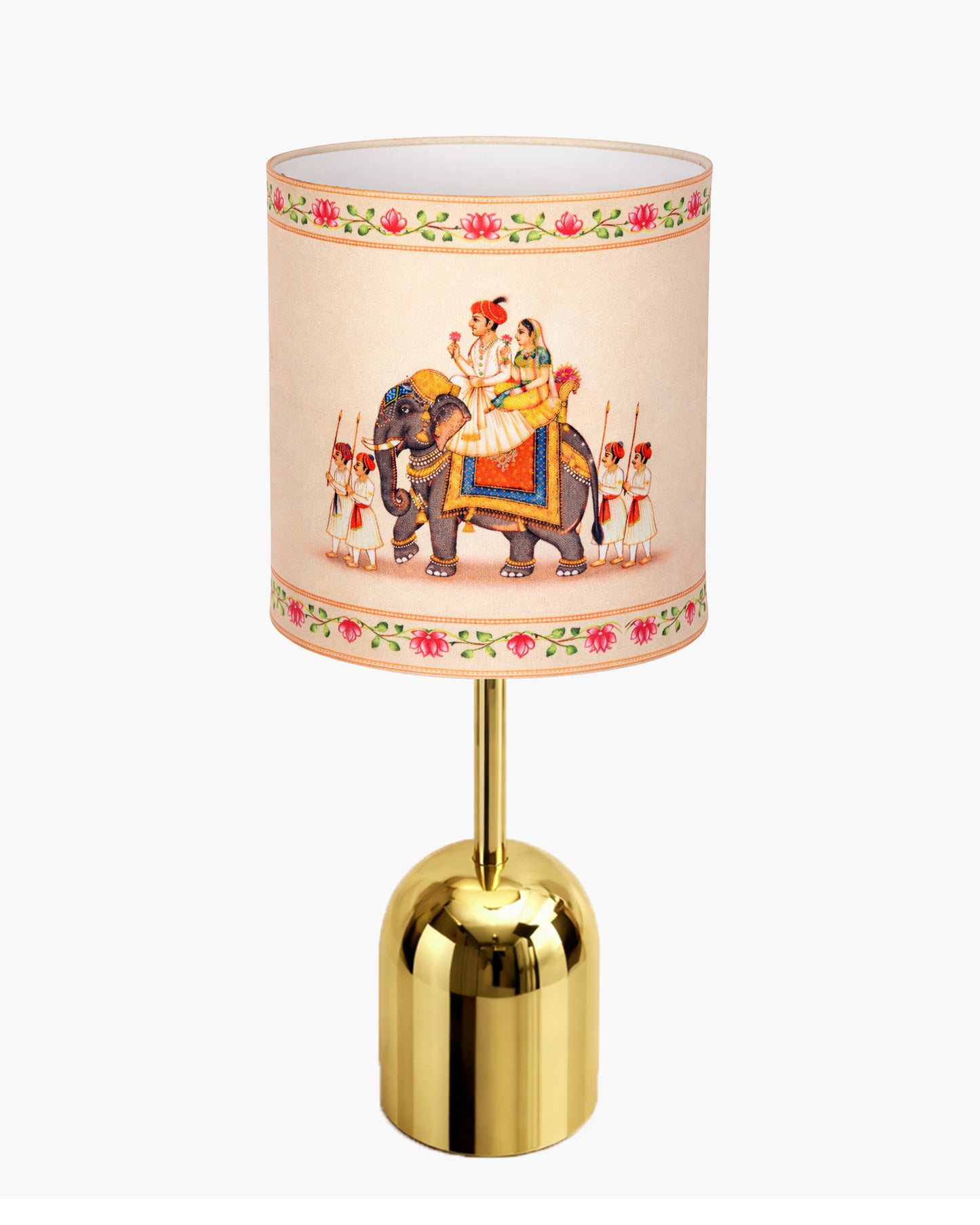 Luxe Dome Gold Table Lamp with Linen Fabric Drum Shade, Modern Decorative Bedside Lamp for Bedroom & Study Table, Living Room & Side Table, Jute Cylinde