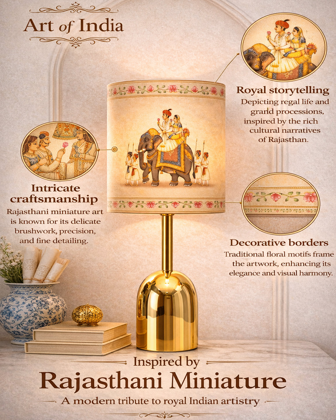 Luxe Dome Gold Table Lamp with Linen Fabric Drum Shade, Modern Decorative Bedside Lamp for Bedroom & Study Table, Living Room & Side Table, Jute Cylinde