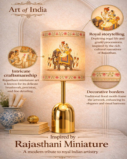 Luxe Dome Gold Table Lamp with Linen Fabric Drum Shade, Modern Decorative Bedside Lamp for Bedroom & Study Table, Living Room & Side Table, Jute Cylinde